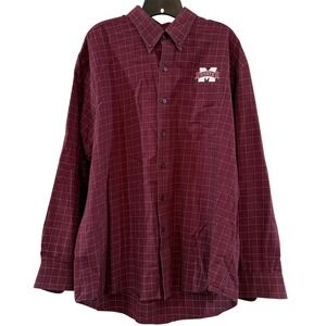 Cutter & Buck Mississippi State 100% Cotton Maroon Y2K Button Down Shirt Mens XL